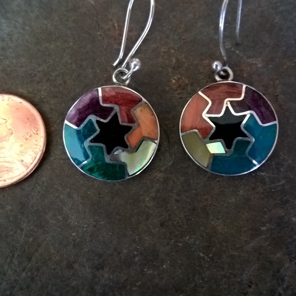 FINE.950 STERLING SILVER EARRINGS, NEW, ARTISANAL